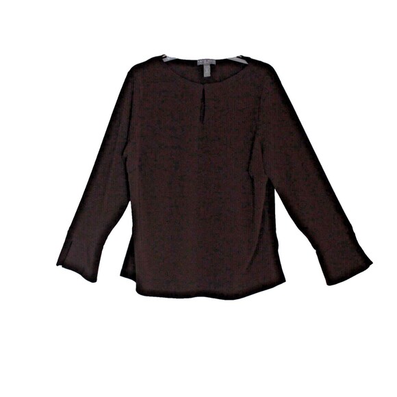 Kate Hill Blouse Pullover Keyhole Neckline Long Bell Sleeves Brown Woman's 1X - Picture 1 of 5